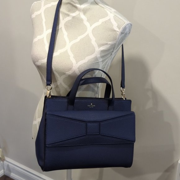 NWOT Kate Spade Chantal Bridge Place handbag blue cow leather - Picture 14 of 14